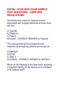 FACHE - ACHE BOG EXAM SAMPLE&NewLine;TEST QUESTIONS - LAWS AND&NewLine;REGULATIONS