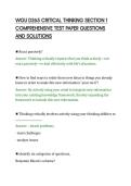 WGU D265 CRITICAL THINKING SECTION 1&NewLine;COMPREHENSIVE TEST PAPER QUESTIONS&NewLine;AND SOLUTIONS