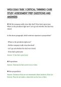 WGU D265 TASK 1 CRITICAL THINKING CASE&NewLine;STUDY ASSESSMENT PREP QUESTIONS AND&NewLine;ANSWERS&NewLine;