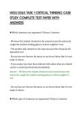 WGU D265 TASK 1 CRITICAL THINKING CASE&NewLine;STUDY COMPLETE TEST PAPER WITH&NewLine;ANSWERS