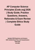 AP Computer Science Principles &lbrack;Code&period;org&rsqb; 2026 &vert; Study Guide&comma; Practice Questions&comma; Answers&comma; Rationales & Exam Review