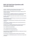 BUS 115 Final Exam Questions with Accurate Answers