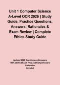 Unit 1 Computer Science A-Level OCR 2026 &vert; Study Guide&comma; Practice Questions&comma; Answers&comma; Rationales & Exam Review