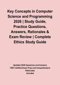 Key Concepts in Computer Science and Programming 2026 &vert; Study Guide&comma; Practice Questions&comma; Answers&comma; Rationales & Exam Review