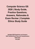 Computer Science GS 2026 &vert; Study Guide&comma; Practice Questions&comma; Answers&comma; Rationales & Exam Review