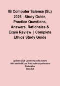 IB Computer Science &lpar;SL&rpar; 2026 &vert; Study Guide&comma; Practice Questions&comma; Answers&comma; Rationales & Exam Review