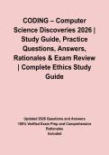 CODING &ndash; Computer Science Discoveries 2026 &vert; Study Guide&comma; Practice Questions&comma; Answers&comma; Rationales & Exam Review
