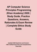 AP Computer Science Principles Programming &lpar;Khan Academy&rpar; 2026 &vert; Study Guide&comma; Practice Questions&comma; Answers&comma; Rationales & Exam Review