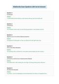 Biodiversity Exam Questions with Correct Answers