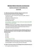 Michigan Master Electrician Licensing Exam Questions and Answers &vert;Latest Update&vert; Pass Guaranteed&NewLine;