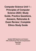 Computer Science Unit 1 &ndash; Principles of Computer Science 2026 &vert; Study Guide&comma; Practice Questions&comma; Answers&comma; Rationales & Exam Review