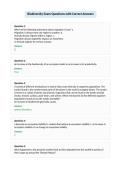 Biodiversity Exam Questions with Correct Answers