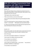 BSN 225 Full Body Assessments Exam Questions with 100- Correct Answers Verified Latest Update 2026