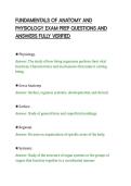 FUNDAMENTALS OF ANATOMY AND&NewLine;PHYSIOLOGY EXAM PREP QUESTIONS AND&NewLine;ANSWERS FULLY VERIFIED&NewLine;