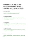 FUNDAMENTALS OF ANATOMY AND&NewLine;PHYSIOLOGY FINAL PAPER SOLVED&NewLine;QUESTIONS WITH COMPLETE ANSWERS
