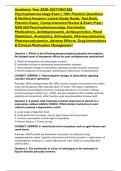 Academic Year 2026&ndash;2027 NSG 552 Psychopharmacology Exam &vert; 190&plus; Practice Questions & Verified Answers &vert; Latest Study Guide&comma; Test Bank&comma; Practice Exam&comma; Comprehensive Review & Exam Prep &vert; NSG 552 Psychopharmacology&comma; Psychiatric Medications&comma; Antidepressants&comma; A
