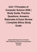 Unit 1 Principles of Computer Science 2026 &vert; Study Guide&comma; Practice Questions&comma; Answers&comma; Rationales & Exam Review