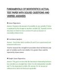 FUNDAMENTALS OF BIOSTATISTICS ACTUAL&NewLine;TEST PAPER WITH SOLVED QUESTIONS AND&NewLine;VERIFIED ANSWERS