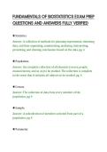 FUNDAMENTALS OF BIOSTATISTICS EXAM PREP&NewLine;QUESTIONS AND ANSWERS FULLY VERIFIED&NewLine;