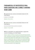 FUNDAMENTALS OF BIOSTATISTICS FINAL&NewLine;PAPER QUESTIONS AND CORRECT ANSWERS&NewLine;STUDY GUIDE
