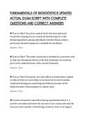 FUNDAMENTALS OF BIOSTATISTICS UPDATED&NewLine;ACTUAL EXAM SCRIPT WITH COMPLETE&NewLine;QUESTIONS AND CORRECT ANSWERS&NewLine;