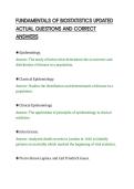 FUNDAMENTALS OF BIOSTATISTICS UPDATED&NewLine;ACTUAL QUESTIONS AND CORRECT&NewLine;ANSWERS