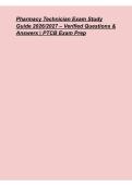 Pharmacy Technician Exam Study Guide 2026&sol; 2027 &ndash; PTCB Exam Prep&comma; Verified Questions & Answers