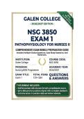 NSG 3850 Exam 1 Pathophysiology for Nurses II  Questions And Answers 2026&sol;2027 Galen College