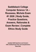 Saddleback College Computer Science 1A &ndash; Rousseau&comma; Michele Exam &num;1 2026 &vert; Study Guide&comma; Practice Questions&comma; Answers&comma; Rationales & Exam Review