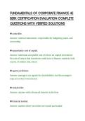 FUNDAMENTALS OF CORPORATE FINANCE 4E&NewLine;BERK CERTIFICATION EVALUATION COMPLETE&NewLine;QUESTIONS WITH VERIFIED SOLUTIONS