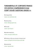 FUNDAMENTALS OF CORPORATE FINANCE&NewLine;12TH EDITION COMPREHENSIVE EXAM&NewLine;SCRIPT SOLVED QUESTIONS GRADED A&plus;