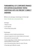 FUNDAMENTALS OF CORPORATE FINANCE&NewLine;12TH EDITION EXAM REVIEW TESTED&NewLine;QUESTIONS WITH 100 PERCENT CORRECT&NewLine;ANSWERS&NewLine;
