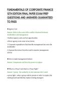 FUNDAMENTALS OF CORPORATE FINANCE&NewLine;12TH EDITION FINAL PAPER EXAM PREP&NewLine;QUESTIONS AND ANSWERS GUARANTEED&NewLine;TO PASS&NewLine;