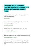 FUNDAMENTALS OF CORPORATE&NewLine;FINANCE FINAL PAPER FULL QUESTIONS&NewLine;AND CORRECT ANSWERS ALREADY&NewLine;PASSED&NewLine;