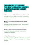 FUNDAMENTALS OF CORPORATE&NewLine;FINANCE UPDATED ACTUAL QUESTIONS&NewLine;AND CORRECT ANSWERS COMPLETE&NewLine;STUDY GUIDE&NewLine;