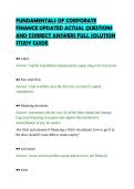 FUNDAMENTALS OF CORPORATE&NewLine;FINANCE UPDATED ACTUAL QUESTIONS&NewLine;AND CORRECT ANSWERS FULL SOLUTION&NewLine;STUDY GUIDE