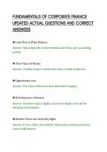 FUNDAMENTALS OF CORPORATE FINANCE&NewLine;UPDATED ACTUAL QUESTIONS AND CORRECT&NewLine;ANSWERS&NewLine;