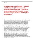 NUR 283 Comp 3 Galen Exam &ndash; 200 Q&A &NewLine;with Rationales &vert; Transition to RN&comma; &NewLine;Prioritization&comma; Delegation&comma; Leadership&comma; &NewLine;Legal&sol;Ethical&comma; Safety&comma; Peds&comma; OB&comma; Burns&comma; &NewLine;Disaster Triage &vert; Next Gen NCLEX &vert; Pass &NewLine;Guaranteed 