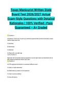 Texas Manicurist Written State Board Test 2026&sol;2027 Actual Exam-Style Questions with Detailed Rationales &vert; 100&percnt; Verified &vert; Pass Guaranteed &ndash; A&plus; Graded