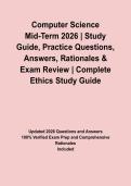 Computer Science Mid-Term 2026 &vert; Study Guide&comma; Practice Questions&comma; Answers&comma; Rationales & Exam Review