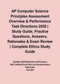 AP Computer Science Principles Assessment Overview & Performance Task Directions 2026 &vert; Study Guide&comma; Practice Questions&comma; Answers&comma; Rationales & Exam Review
