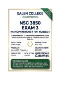 NSG 3850 Exam 3 Pathophysiology for Nurses II  Questions And Answers 2026&sol;2027 Galen College