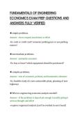FUNDAMENTALS OF ENGINEERING&NewLine;ECONOMICS EXAM PREP QUESTIONS AND&NewLine;ANSWERS FULLY VERIFIED&NewLine;