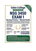 NSG 3450 Exam 1 Nursing Practice &ndash; Mental Health Questions And Answers 2026&sol;2027 Galen College