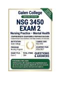 NSG 3450 Exam 2 Nursing Practice &ndash; Mental Health Questions And Answers 2026&sol;2027 Galen College
