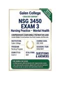 NSG 3450 Exam 3 Nursing Practice &ndash; Mental Health Questions And Answers 2026&sol;2027 Galen College