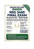 NSG 3450 Exam 1-4 Package Bundle Nursing Practice &ndash; Mental Health Questions And Answers 2026&sol;2027 Galen College