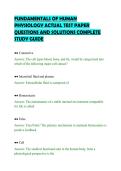 FUNDAMENTALS OF HUMAN&NewLine;PHYSIOLOGY ACTUAL TEST PAPER&NewLine;QUESTIONS AND SOLUTIONS COMPLETE&NewLine;STUDY GUIDE&NewLine;