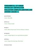 FUNDAMENTALS OF HUMAN&NewLine;PHYSIOLOGY CERTIFICATION&NewLine;EVALUATION COMPLETE QUESTIONS AND&NewLine;ANSWERS GRADED A&plus;