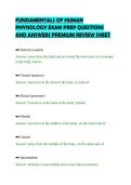 FUNDAMENTALS OF HUMAN&NewLine;PHYSIOLOGY EXAM PREP QUESTIONS&NewLine;AND ANSWERS PREMIUM REVIEW SHEET&NewLine;